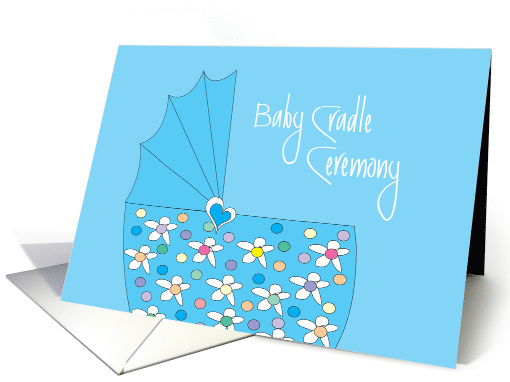 Invitation for Baby Boy Cradle Ceremony with Blue Floral... (1107294)