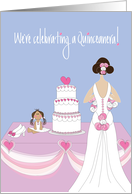 Quinceanera Invitation with Gown and Cake with High Heels card