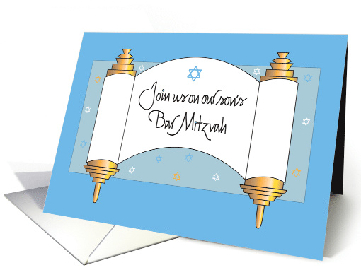Son's Bar Mitzvah Invitation with Hand Lettered... (1107910)