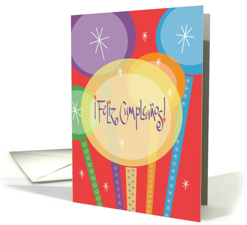 Feliz Cumpleaos Espaol Velas con Muchos Colores Brilliantes card