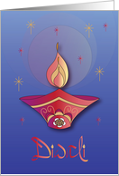 Hand Lettered Decorated Diwali Clay Diya Pot with Colorful Twinkles card