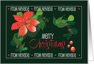 Hand Lettered Merry Christmas from Nevada Poinsettia with Red Berries card
