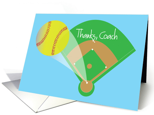 Thanks Coach for Softball Coach with Ball Heading for Home Run card