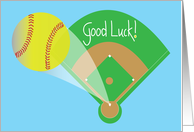 Softball Good Luck with Home Run out of Softball Diamond card