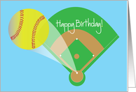 Happy Birthday for Softball Player with Home Run card