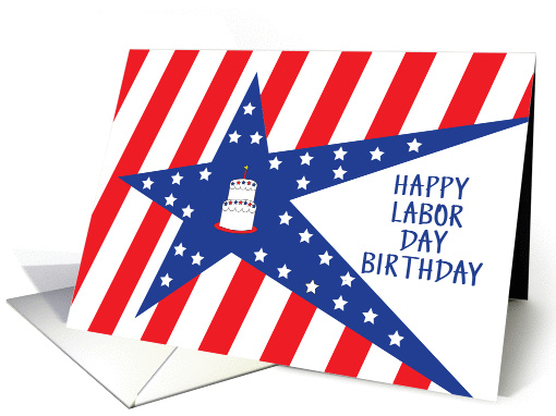 American Labor Day Birthday with Stars and Stripes card (1114006)