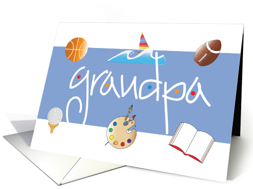 Happy Grandparents Day for Grandpa, Sports, Book and Sailboat card