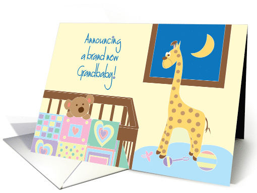 Announcement of Birth of New Grandbaby, Crib and Toys card (1114138)