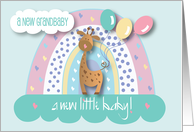 Announcement of New Grandbaby Grandchild Giraffe and Rainbow card