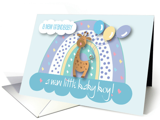 Announcement of Baby Boy Grandson with Giraffe Rainbow... (1114206)