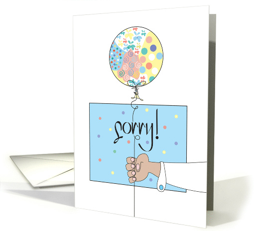 Hand Lettered Sorry Arm Handing Floral Balloon in Apology card