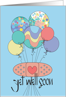 Hand Lettered Get Well Soon with Patterned Balloons and Heart card