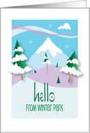 Hello from Winter Park Colorado Mountains Hills and Snowy Trees card
