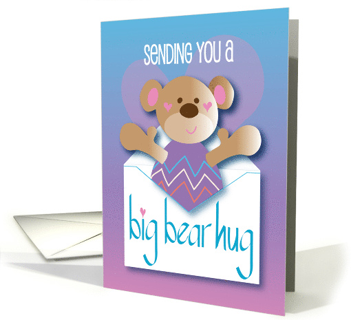 Hand Lettered Big Bear Hug Encouragement, Bear in Envelope card