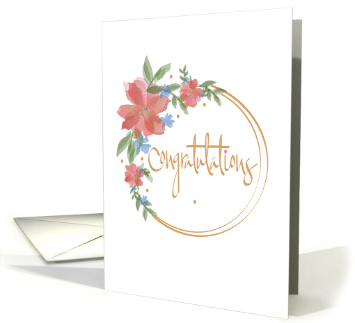 Hand Lettered Congratulations in Golden Color with Ring... (1121470)