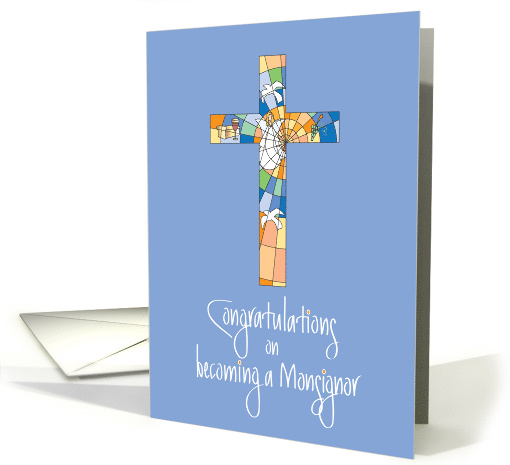Congratulations on Becoming a Monsignor, with Stained Glass Cross card