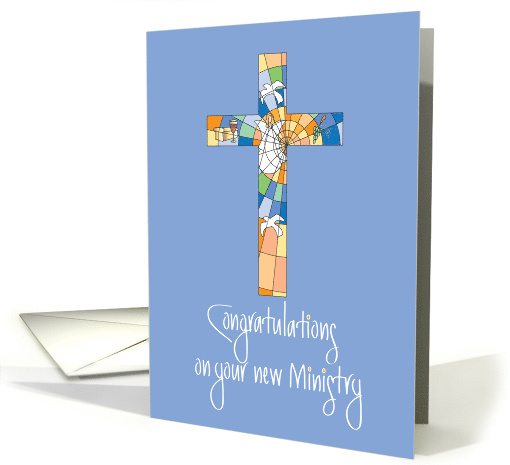 Congratulations on your new Ministry, Stained Glass Cross card