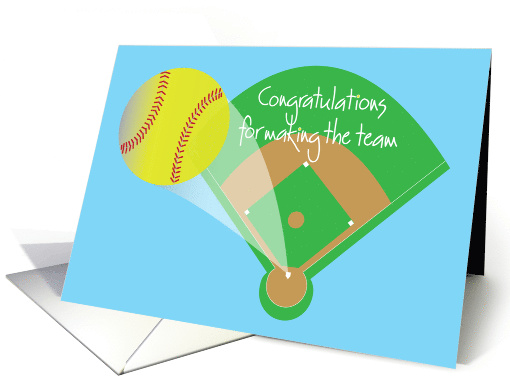 Congratulations for making the Softball Team, with Home Run card