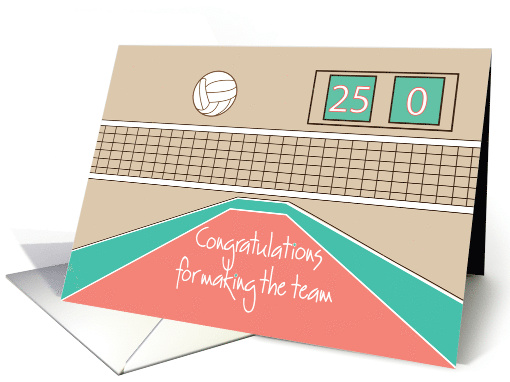 Congratulations for making Volleyball Team, Volleyball and Net card