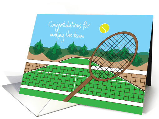 Congratulations for making Tennis Team, with Racquet and Ball card