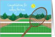 Congratulations for making Tennis Team, with Racquet and Ball card