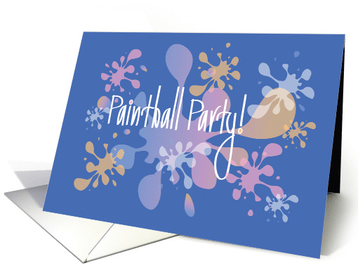 Paintball Party Invitation with Bright Colored Paint Spatters card