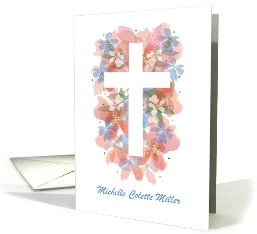 Hand Lettered Sympathy Card Our Condolences with Floral Cross card