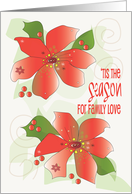 Invitation To Christmas Family Reunion with Two Red Poinsettias card
