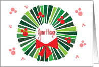 Invitation to Christmas Open House Stylized Green Wreath and Bow card