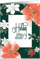 Invitation to Christmas Open House with Snow Covered Cottage card