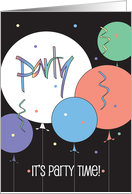 Hand Lettered Business Office Party Invitation with Colorful Balloons card