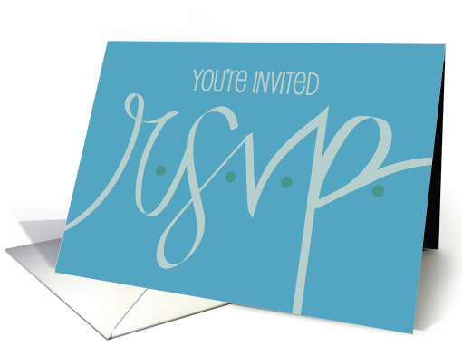 Hand Lettered Blue Business Invitation, You're Invited... (1128064)