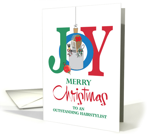 Merry Christmas to Hairdresser, Beauty Supplies, Bows and Joy card
