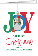 Merry Christmas to Hairdresser, Beauty Supplies, Bows and Joy card