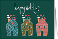 Happy Holidays from your Realtor, Trio of Decorated Cottages with Bows card