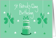 Birthday on St. Patrick’s Day, Green Layered Cake & Shamrocks card