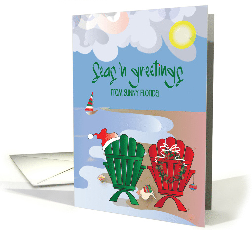 Hand Lettered Florida Seas N Greetings from Florida Beach Scene card