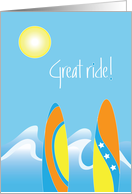 Surfing Congratulations, Great Ride with Surfboards and Surf card