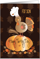 Thanksgiving for Son Happy Turkey Day Turkey with Chef’s Hat card