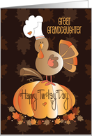 Thanksgiving for Great Granddaughter Happy Turkey Day Turkey in Hat card