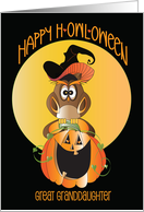 Halloween for Great Granddaughter H-owl-oween Owl with Witch Hat card