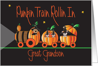 Halloween for Great Grandson, Punkin Train with Bear and Mice card