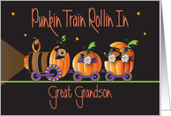 Hand Lettered Halloween Pumpkin Train Great Grandson Punkin Train card