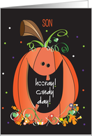 Halloween for Son Hooray It’s Candy Day Jack O Lantern and Candy card