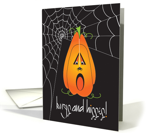 Halloween Orange Jack O' Lantern with Bugs and Hisses Spider Web card