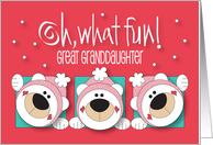 Christmas Great Granddaughter Trio of Polar Bears in Winter Hats card