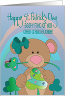 St. Patrick’s Day for Great Granddaughter Shamrock Bear with Hearts card