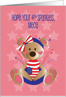 4th of July for Niece, Patriotic Bear Dressed for Holiday with Heart card
