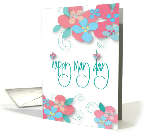 Hand Lettered May Day with Bouquets of Pink and Blue... (1137338)