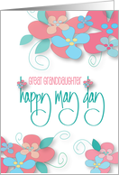 Hand Lettered May Day for Great Granddaughter with Colorful Flowers card